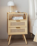 Rattan Nightstand, Farmhouse Bedside Table by JOONEE
