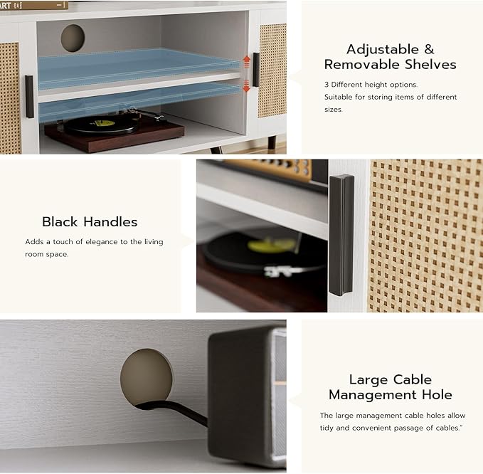 TV Stand for TVs up to 65'', Mid Century Modern Entertainment Center - Image 5