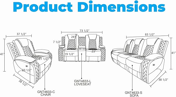 Loveseat Recliner Sofa, Reclining Loveseat Leather Couch - Image 2