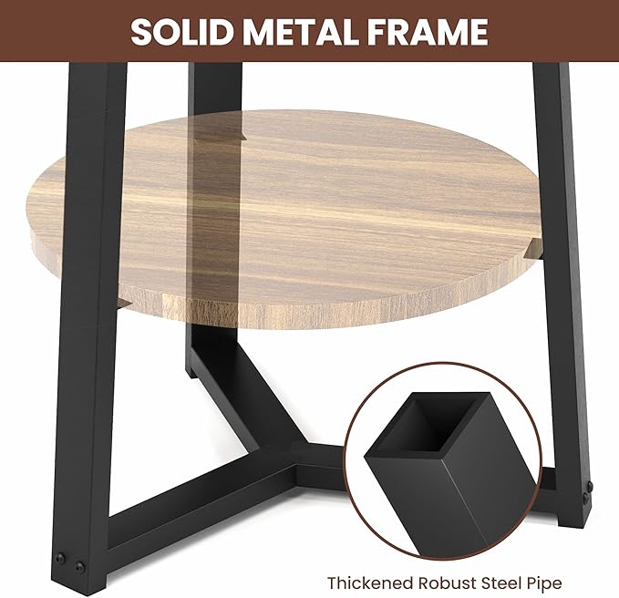 PPAMAPIC Round End Table, 2 Tier Side Table - Image 6