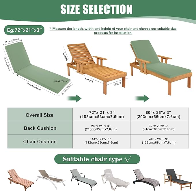 Chaise Lounge Cushions Outdoor - Image 3