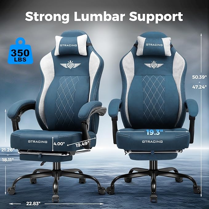 GTPLAYER Big and Tall Gaming Chair Breathable Fabric Computer Chair - Image 2