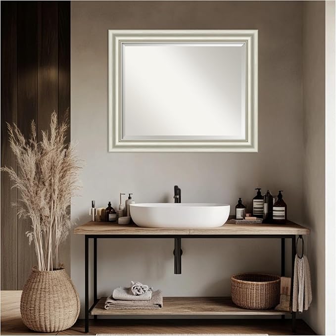 Amanti Art Bathroom Mirror for Over Sink, 28x34 Sophia Silver Rectangle Vanity - Image 7