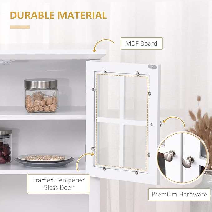 HOMCOM Elegant Buffet with Hutch, Kitchen Pantry Storage Cabinet with Framed - Image 6