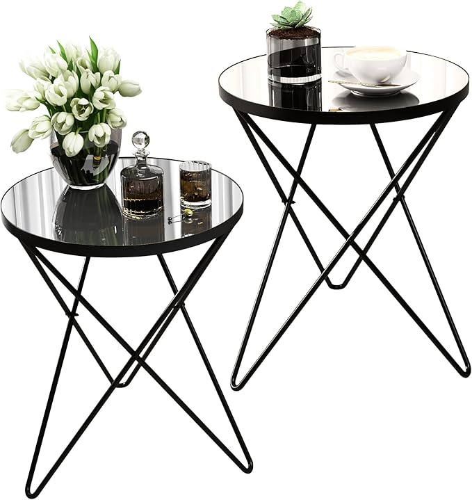 HLR Modern Round Side Table Set of 2, End Table by HomeDeservesaRelaxLiving