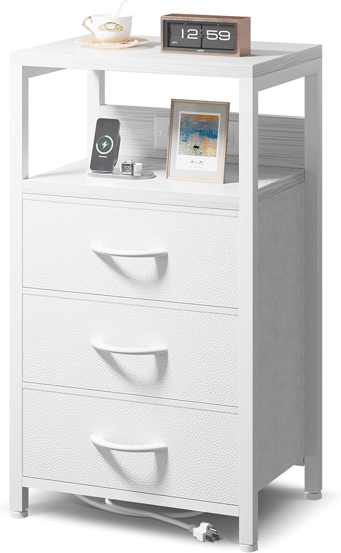 NightStand Bedside Charging Table Bedroom by Lazzanto