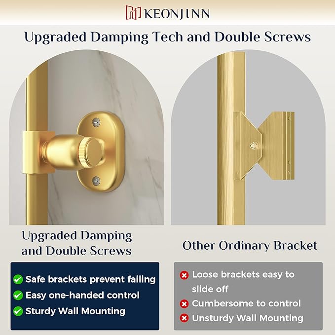 Keonjinn 24 x 36 Inch Pivot Mirror Bathroom, Brushed Gold Beveled Pivot - Image 5