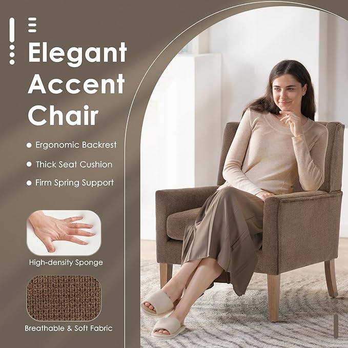 COLAMY Modern Wingback Living Room Chair Set of 2, Upholstered Fabric Accent - Image 4