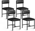 DWVO Dining Room Chairs Set of 4 Black Modern Upholstered Dining Chairs Faux by DWVO