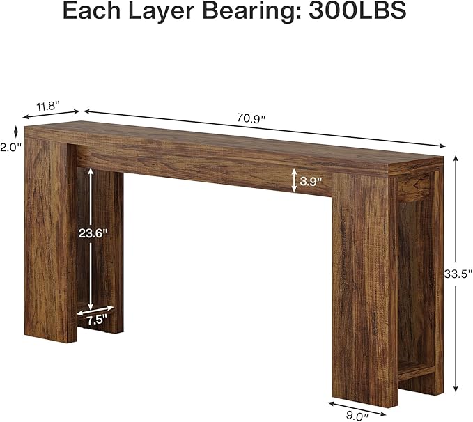 Tribesigns 70.9-Inch Extra Long Console Table, Farmhouse Wood Sofa Table Behind - Image 2
