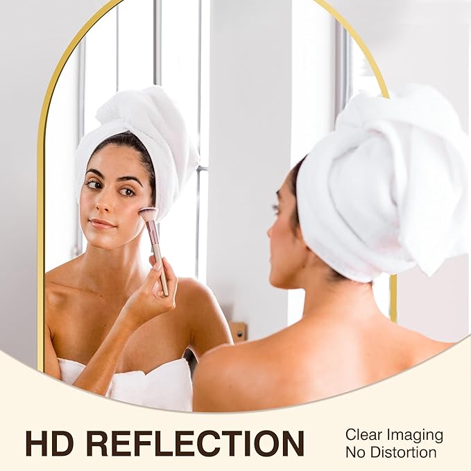 FICTOR Bathroom Vanity Mirror for Wall, 2 Pack 24”x36” Arched Metal Framed - Image 4