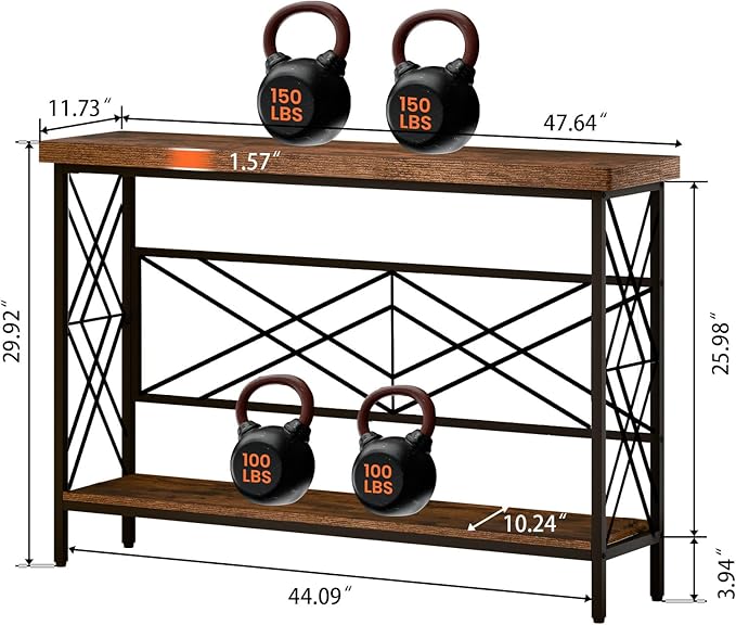 Industrial Console Table for Entryway, Rustic Console Table Behind Couch - Image 2