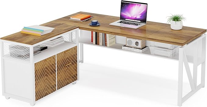 Tribesigns Office Desk with Drawers Sets, 63 inches L Shaped Computer Desk with - Image 5