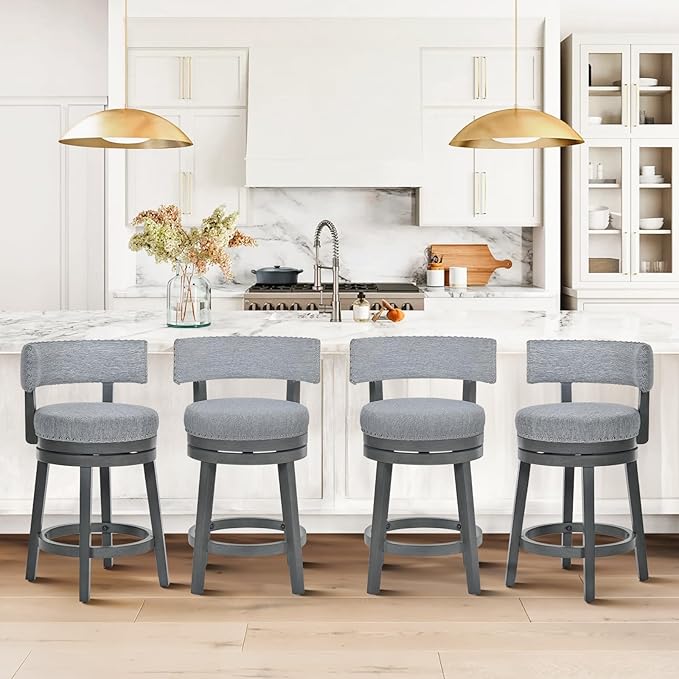 COLAMY Swivel Counter Height Bar Stools Set of 4, 25 Inch Modern Upholstered - Image 3