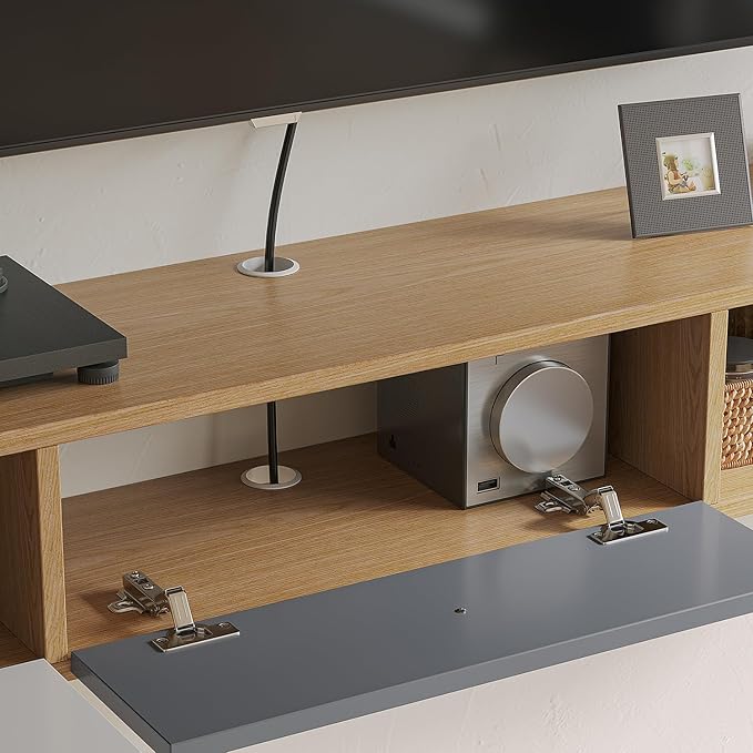 Modern Floating TV Stand with Doors, 70 Inch Wall Mounted TV Console, Floating - Image 7