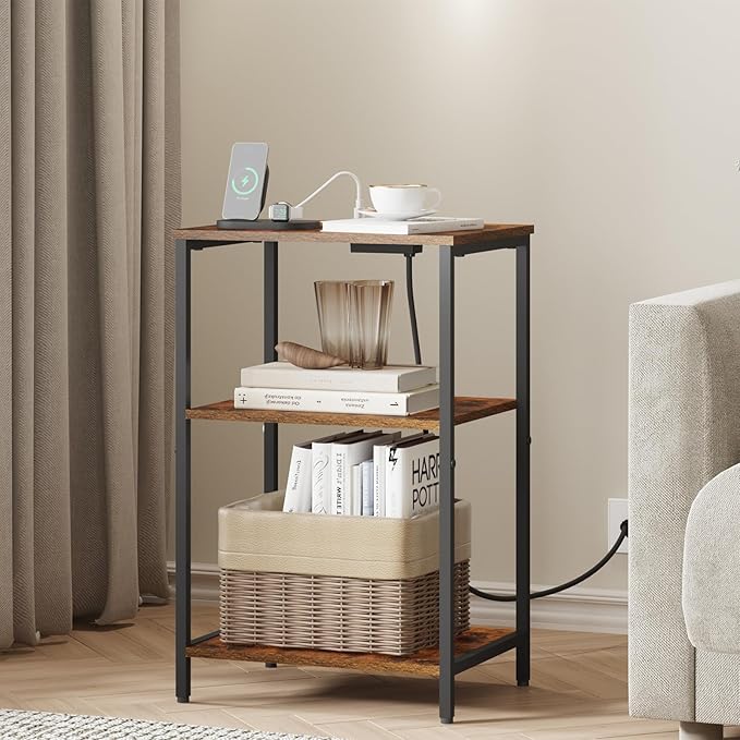 X-cosrack Side Table with Charging Station, End Table with USB Ports and Outlets - Image 2