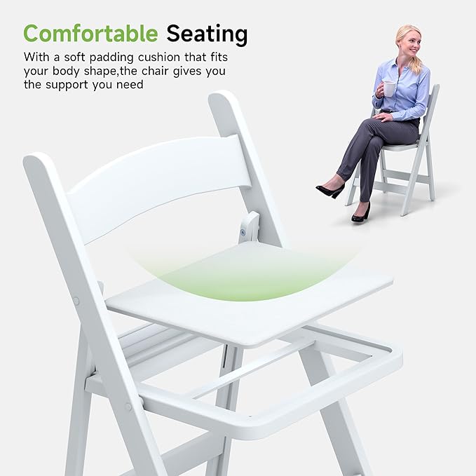 Real Relax White Resin Folding Chairs - Image 4