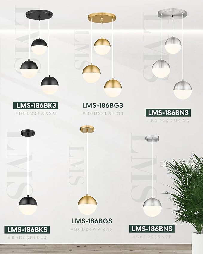 LMS 6-inch Brushed Nickel Pendant Light, Mid Century Kitchen Island Pendant - Image 7