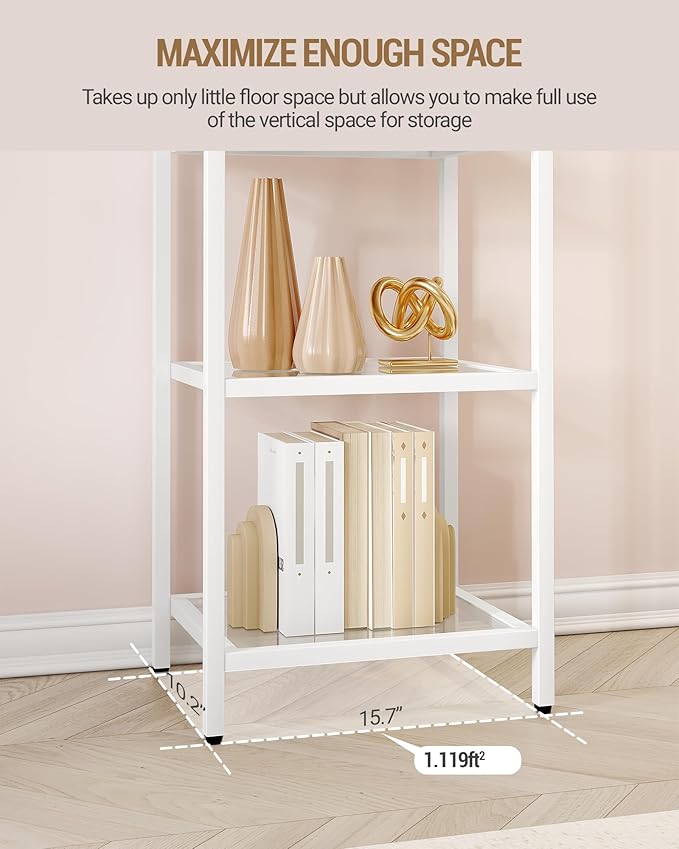 Bookcase Bookshelf, Tempered Glass Bookshelves, Slim Shelving Unit - Image 5