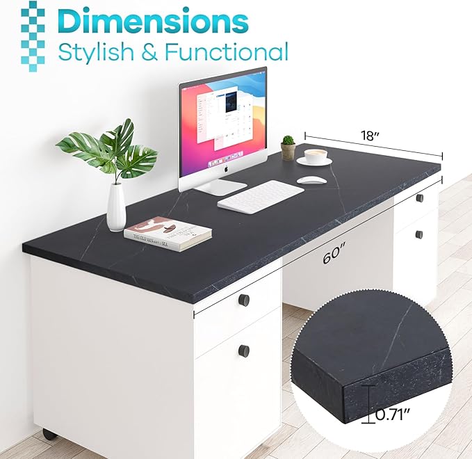 Kaboon Universal Tabletop 60"x18", Solid One-Piece Melamine Table Top, Double - Image 3