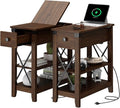 Narrow End Table with Charging Station by Awescuti