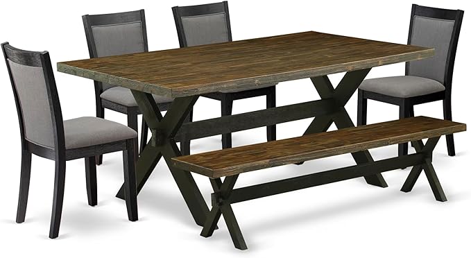 East West Furniture X677MZ650-6 6 Piece Kitchen Table Set Contains a Rectangle by EastWestFurniture