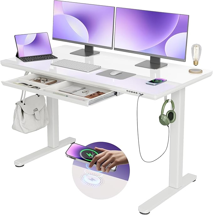 INNOVAR Wireless Charging Glass Standing Desk by INNOVAR
