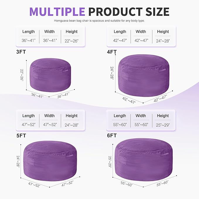 Homguava 4 FT Bean Bag Chair: 4' Bean Bags - Image 2