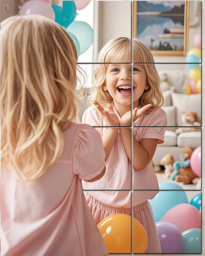 Glass Mirror Tiles for Wall 12" x 12" Frameless Full Length Mirror Wall Mounted - Image 2