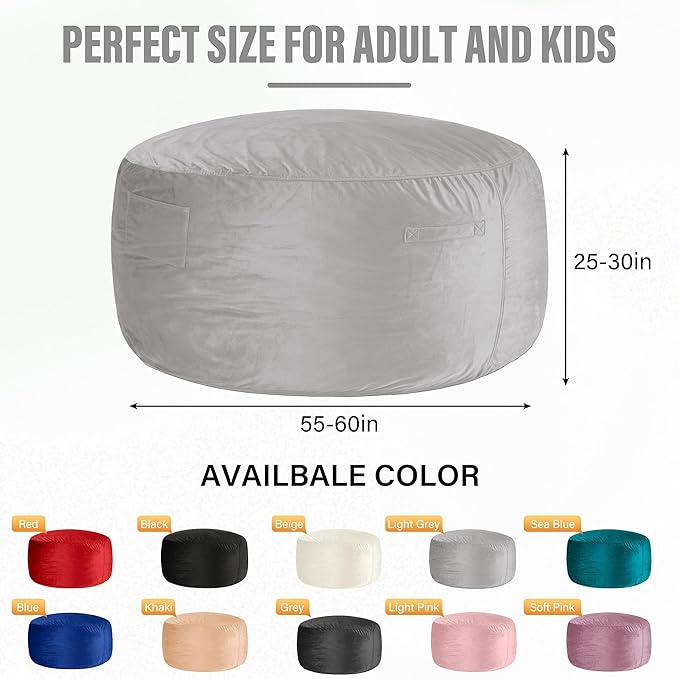 HABUTWAY Bean Bag Chair: Giant 6' Memory Foam Furniture Bean Bag Chair - 6Ft - Image 3