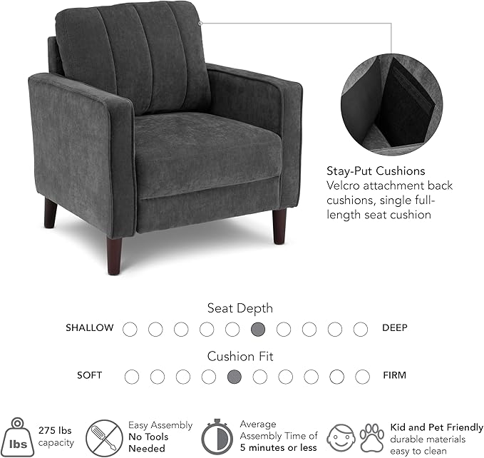 Bush Home 32-inch Accent Chair, Living Room Furniture, Max Collection, Iron - Image 7