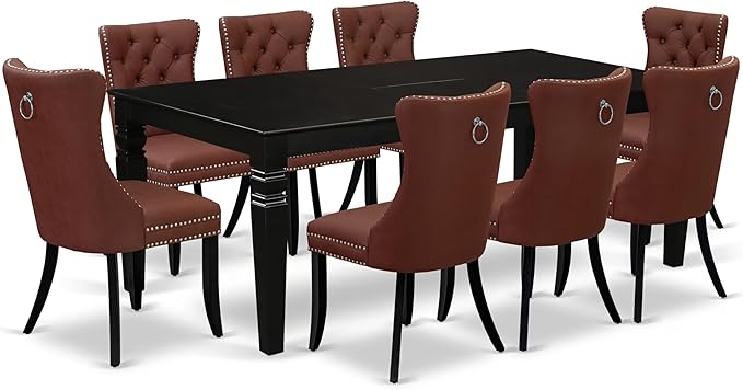 East West Furniture LGDA9-BLK-26 9 Piece Kitchen Set Consists of a Rectangle by EastWestFurniture
