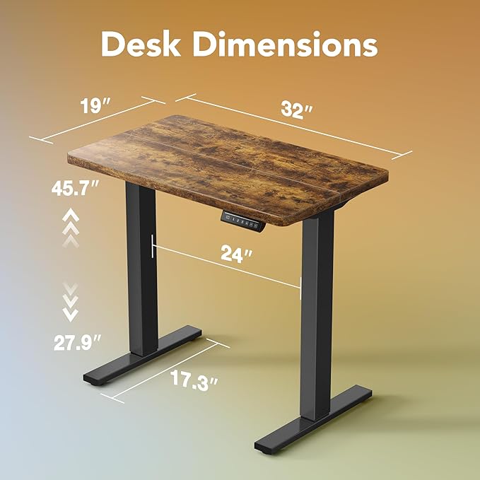 HUANUO 32" Small Electric Standing Desk Adjustable Height, 4 Memory Height - Image 2