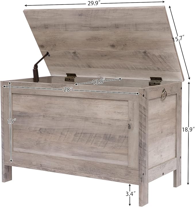 HOOBRO Toy Box, Retro Wooden Look Storage Chest - Image 6