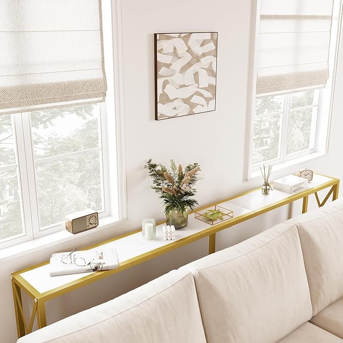 70" Gold Sofa Table, Console Table, Behind Couch Table, Entryway Table Skinny - Image 3