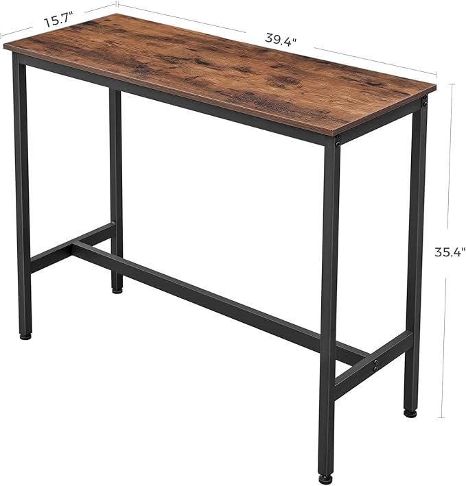 VASAGLE Bar Table, Narrow Long Kitchen Dining Table, Sturdy Metal Frame - Image 3