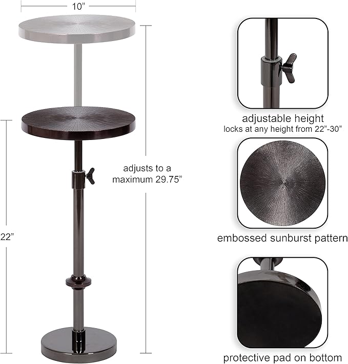 Kate and Laurel Engles Transitional Adjustable-Height Pedestal Drink Table; 10 - Image 3