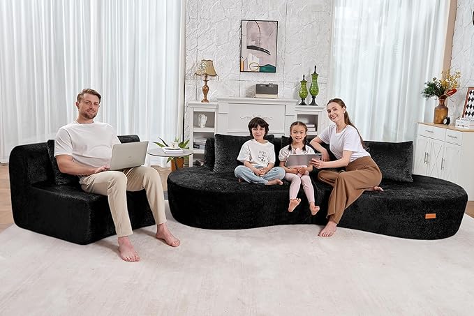 Homguava 130'' Modular Sectional Sofa, Curved Modern Sofa - Image 7