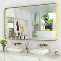 WEER Gold Bathroom Mirror, 55X30 Inch Brushed Gold Metal Frame Mirror, Rounded by WEER