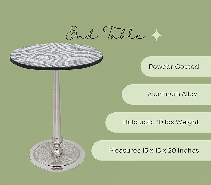 CLEENTABLE Mosaic Coffee Table Stylish Round End Table - Image 4