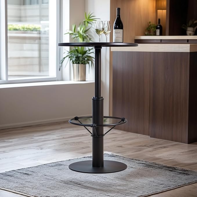 LOKKHAN 37.4" Tall High-top Table-Rustic Industrial Bar Table-23.6" Dia Round by LOKKHAN