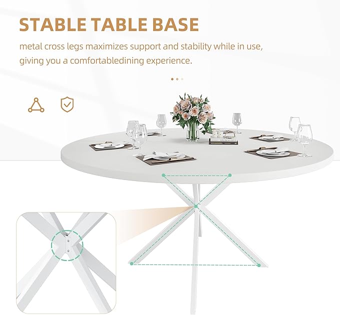 47.24" Round Dining Table for 4-6 Person, Modern Kitchen Table - Image 5