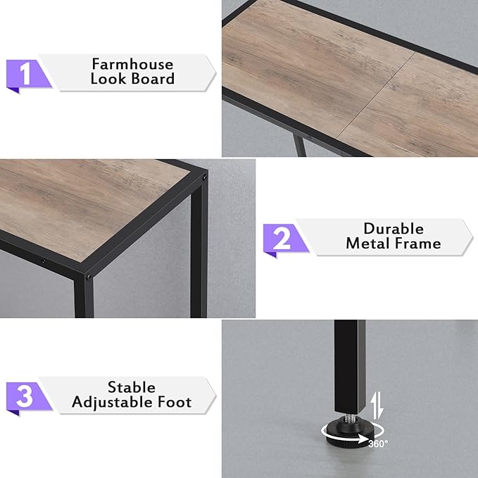 Narrow Entryway Table for Hallway Console Table, Thin Sofa Table Behind Couch - Image 4