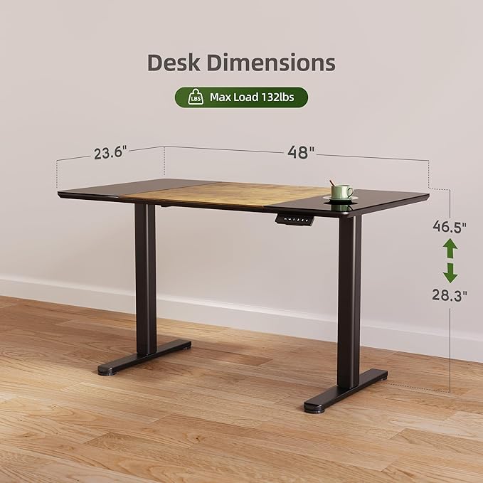 INNOVAR Glass Standing Desk, 48 x 24 Inches Height-Adjustable Desk, Tempered - Image 3