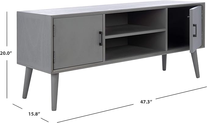 SAFAVIEH Sorrel TV Stand for up to 55" Flatscreen – Distressed Grey, 2 Doors - Image 2