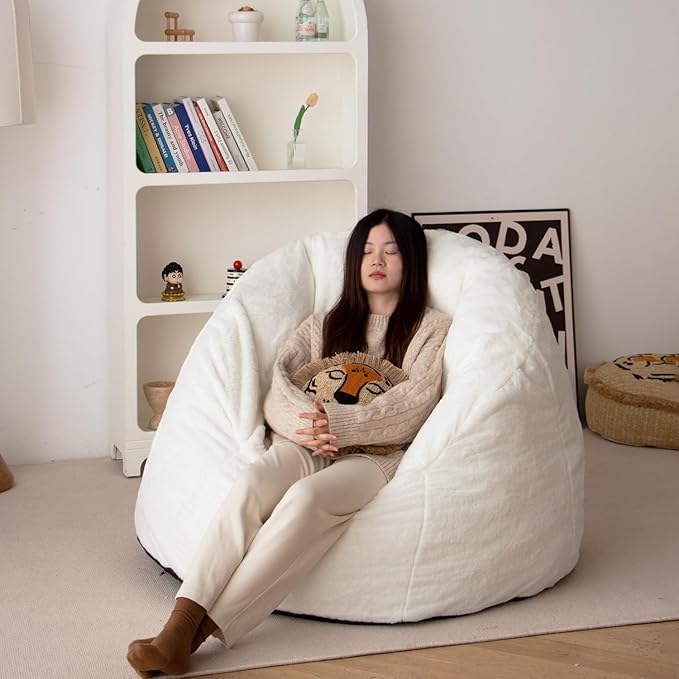 N&V Large Shell Bean Bag Chair, Adult Size Bean Bag Sack, Foam Filling - Image 5