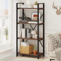 BON AUGURE Industrial 4 Tier Bookshelf, Modern Open Etagere Bookcase, Wood by BONAUGURE
