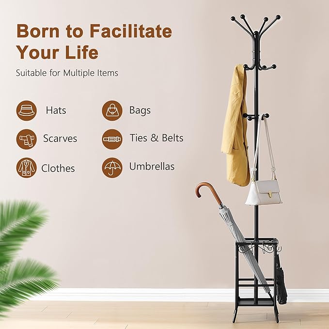 Hoctieon Coat Rack Freestanding, Coat Tree - Image 8