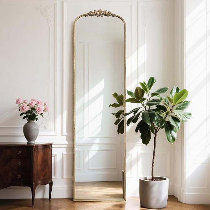 WallBeyond Arched Full Length Mirror Wall Mounted, 21x78 Inch Gold Antique - Image 4