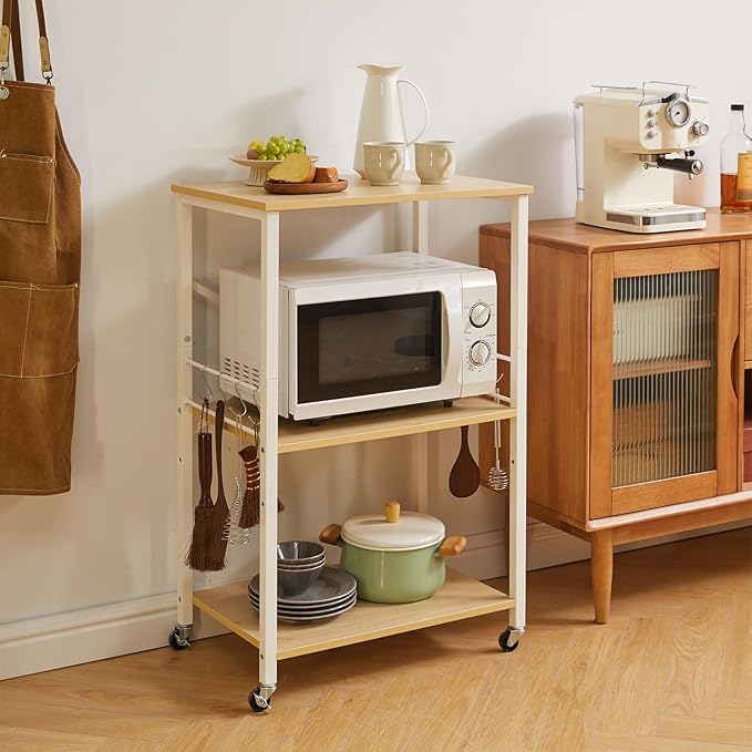 IBUYKE Kitchen Shelf Cart, 3-Tier Microwave Oven Stand, Baker’s Rack - Image 6